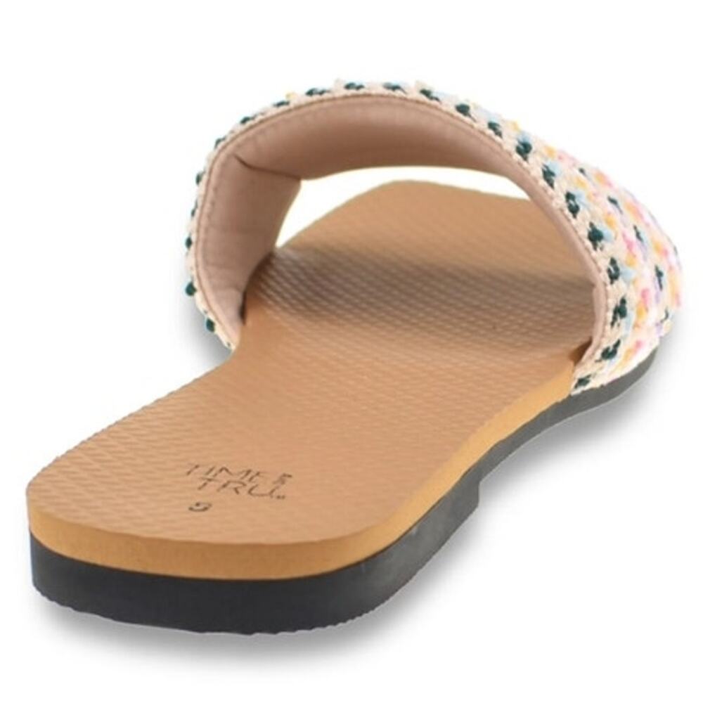 Time and Tru Multicolored Woven Slip On Slide Sandals Shoes Size 9 - Picture 3 of 7